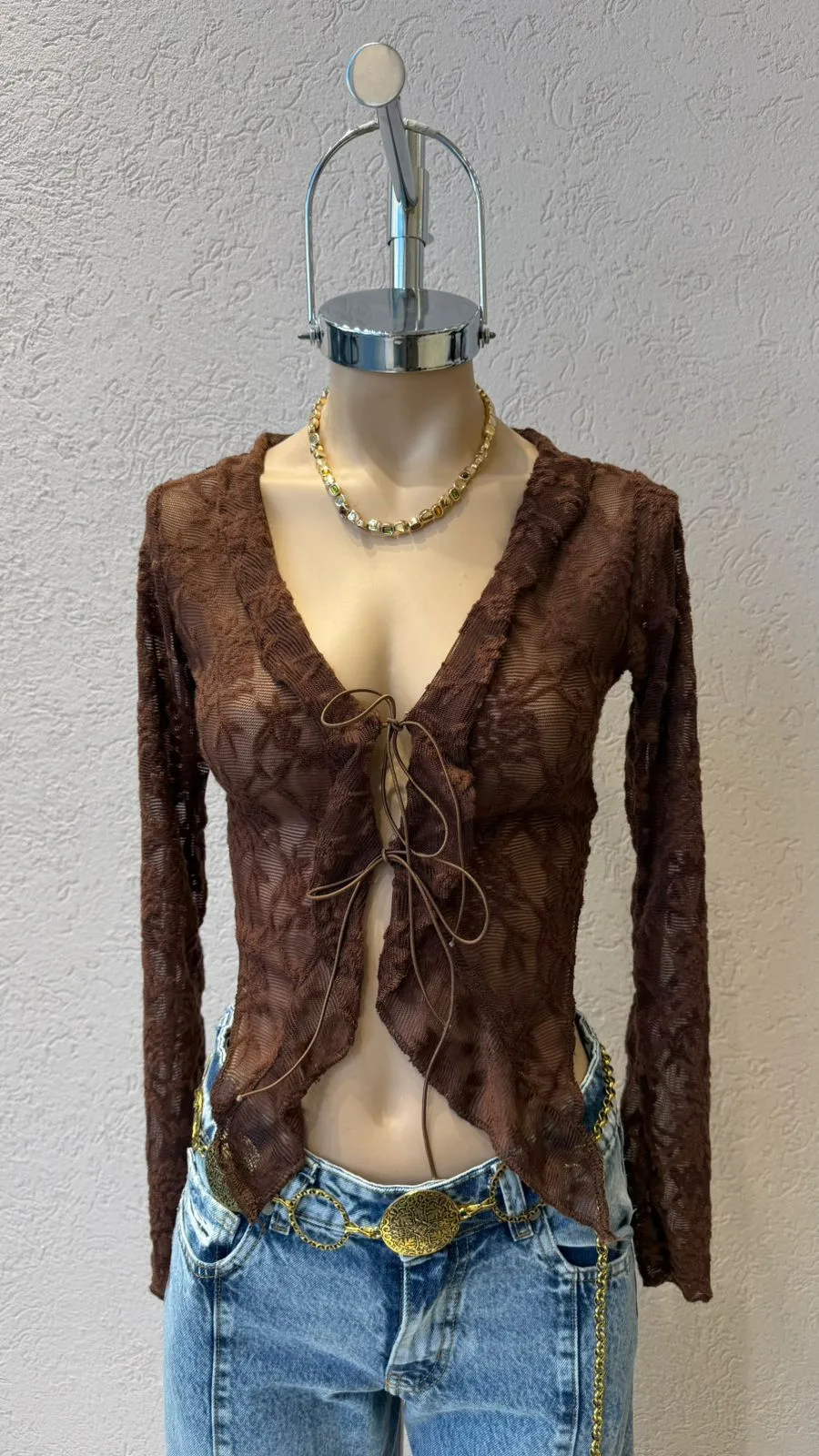 26/BL03 - BLUSA M/L DOBLE CORDON - ENCAJE