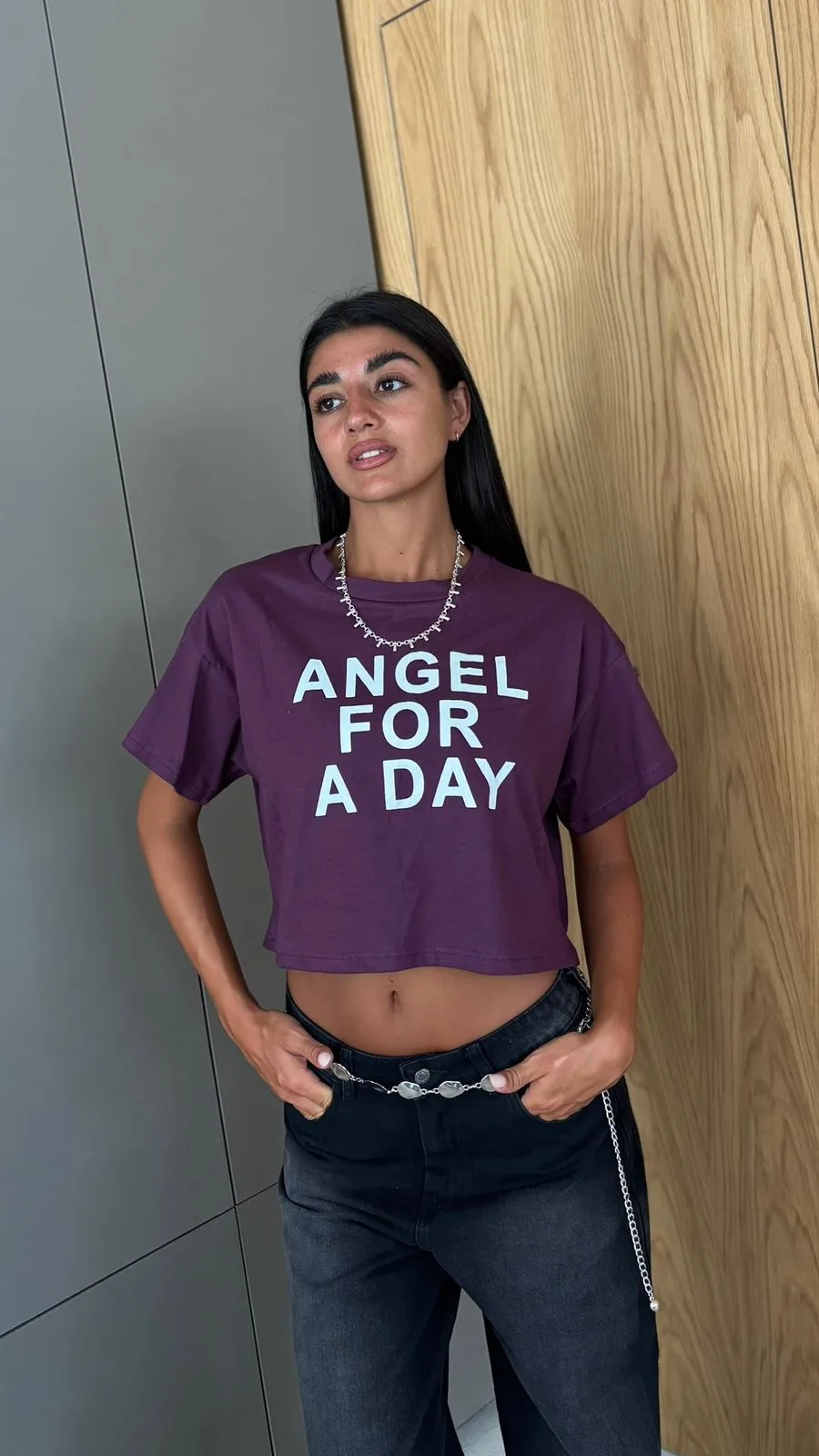 26/R07 - REMERA CROP " ANGEL " - JERSEY