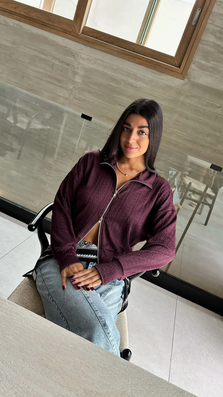 26/B07 - BUZO CHOMBA DOBLE CIERRE - TEJIDO CABLE