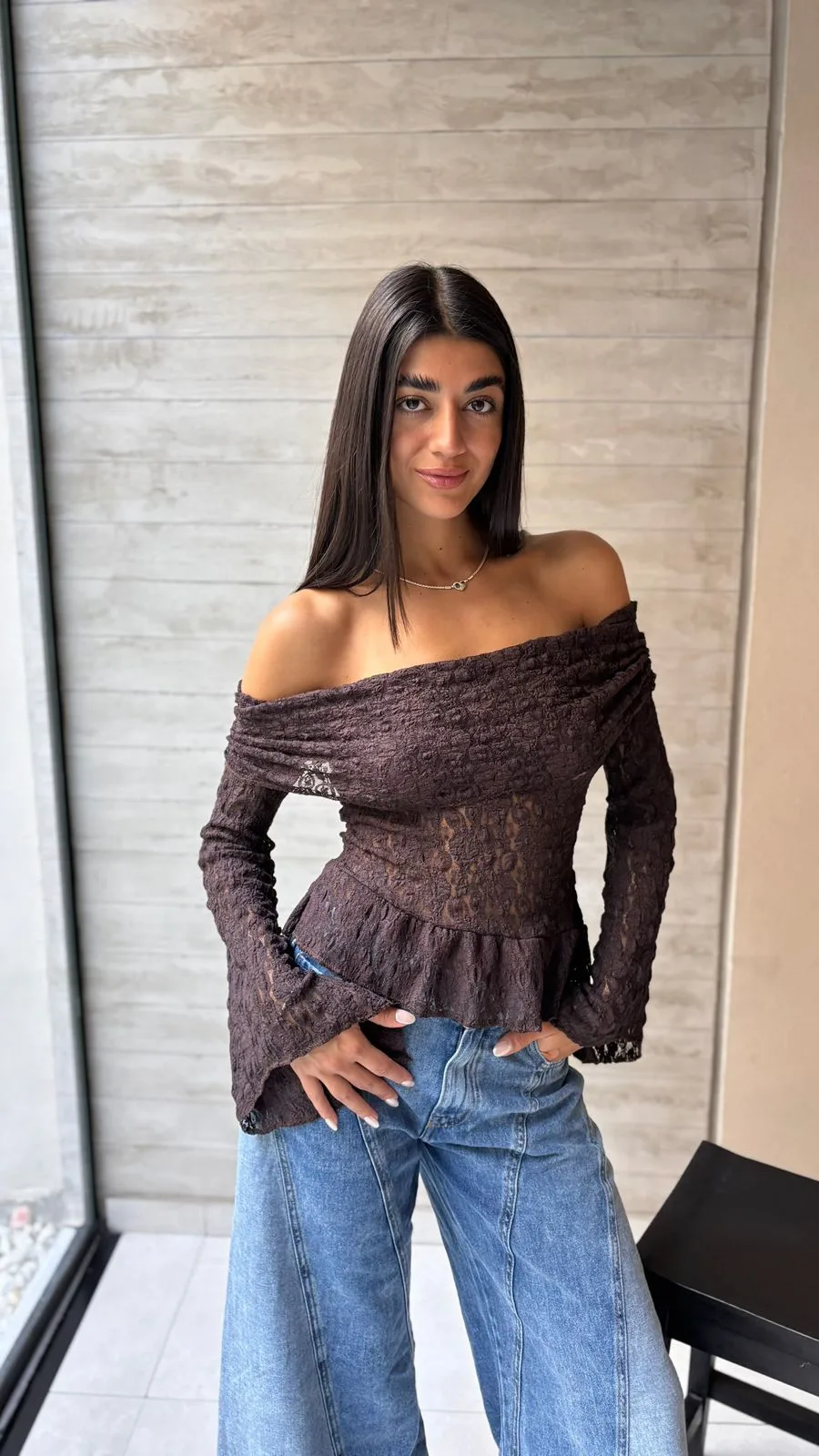 26/T60 - PAISANA M/L OXFORD VOLADO - ENCAJE FLOCK