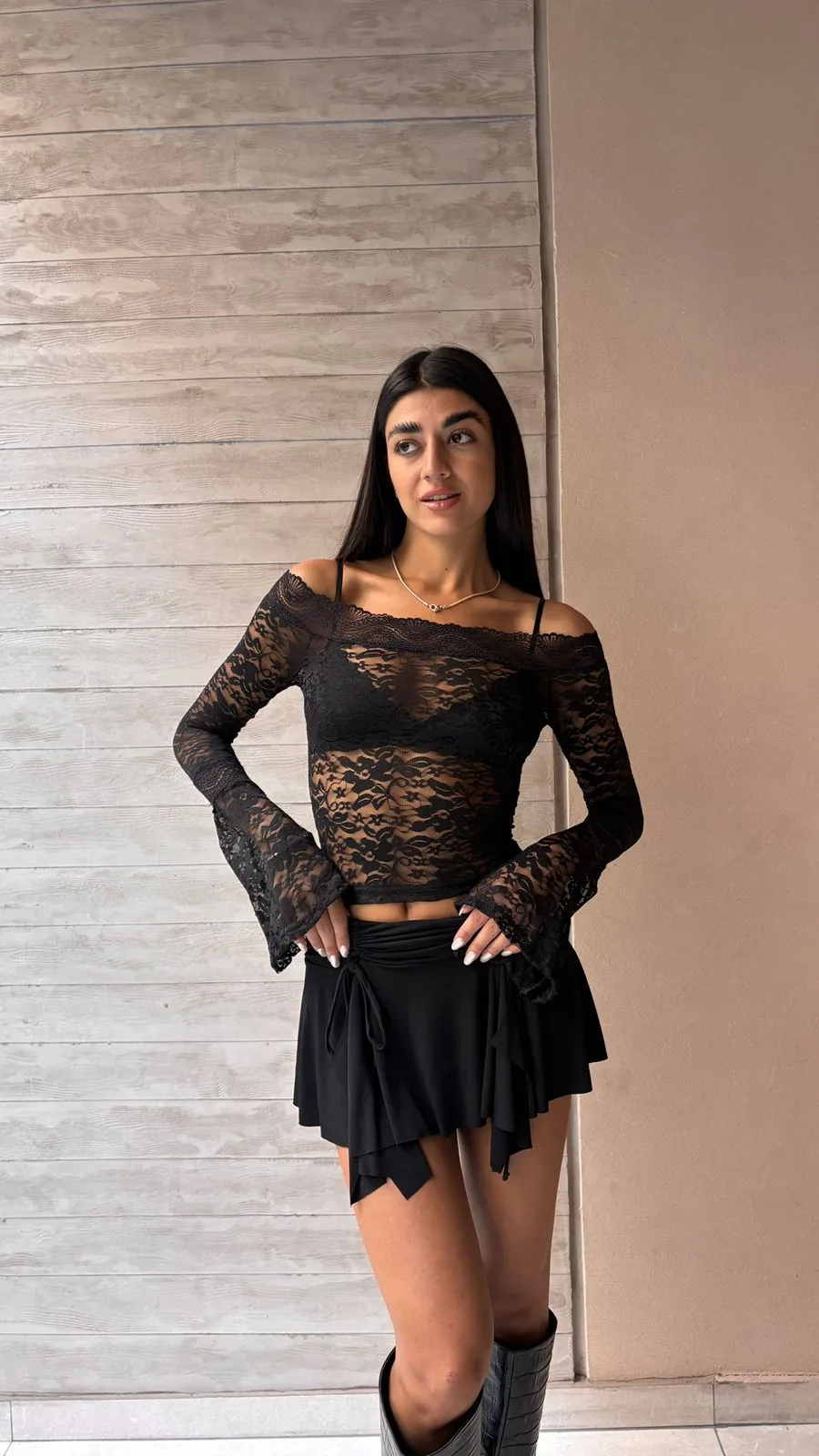 26/P19 - SKORT FRUNCE TIRAS - MICROFIBRA