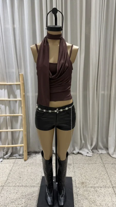 26/T75 - TOP BRETEL BUCHE CORBATA - MICROFIBRA