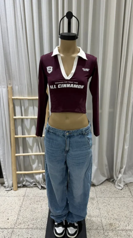 26/T88 - TOP CHOMBA M/L CONTRATONO " CINNAMON " - ALGODON LYCRA