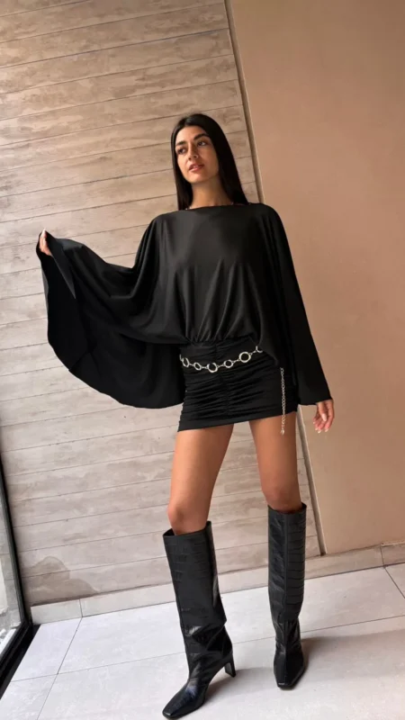 26/V33 - VESTIDO MANGA MURCIELAGO S/ ESPALDA - MICROFIBRA