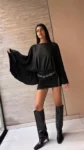 26/V33 - VESTIDO MANGA MURCIELAGO S/ ESPALDA - MICROFIBRA