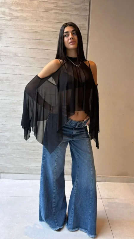 26/T106 - TOP CHOKER MANGAS COLGANTES MURCIELAGO - MICROTUL