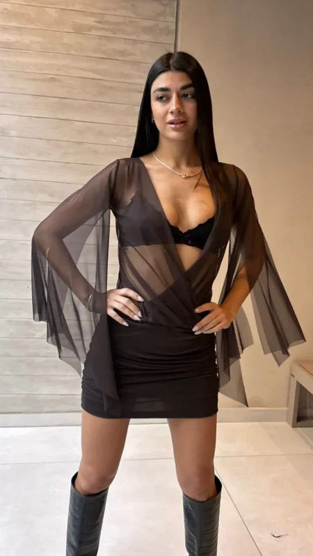 26/V52 - VESTIDO CRUZADO MANGA MURCIELAGO - MICROTUL