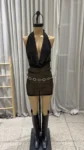 26/V70 - VESTIDO S/M BUCHE LARGO - LENTEJUELAS