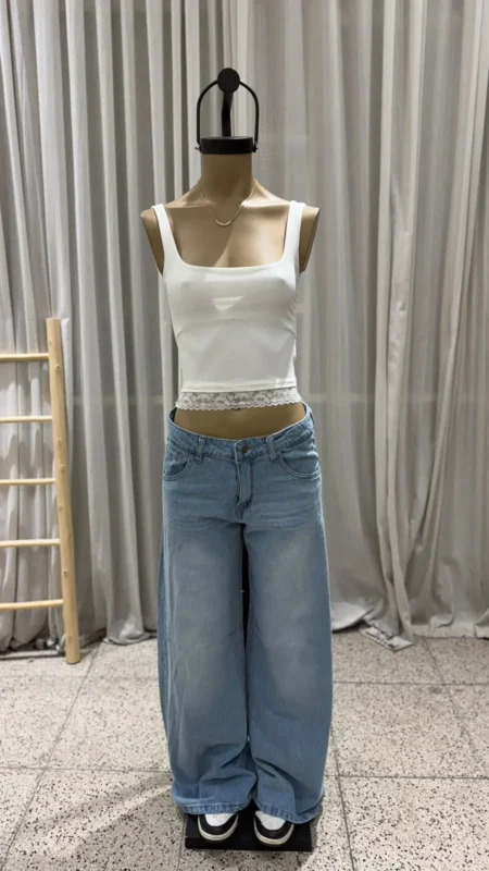 26/P001 - JEAN WIDE LEG TIRO MEDIO - DENIM