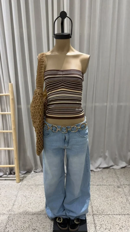 26/T1013 - TOP STRAPLESS CON FRUNCE EN ESCOTE - TEJIDO