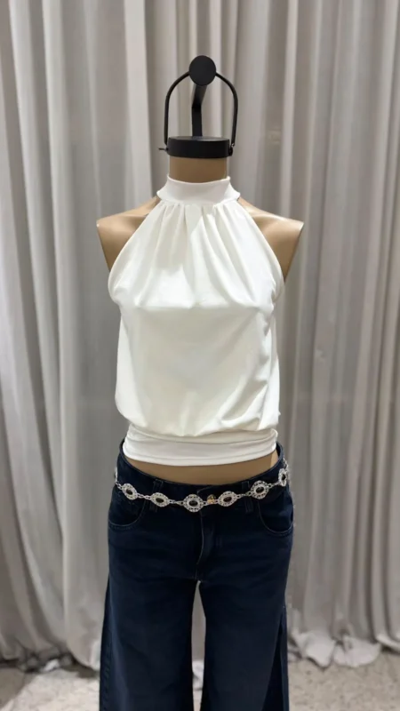 26/T197 - TOP HALTER CINTURA FAJA - MICROFIBRA