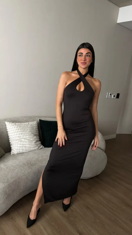 26/V92 - MAXIVESTIDO ESCOTE DOBLADO GOTA - MICROFIBRA