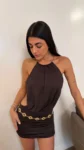 26/V91 – VESTIDO HALTER PARA ATAR ACC COLLAR – MICROFIBRA