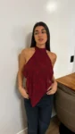 26/T282 - TOP CHOKER PICO S/ESPALDA - ENCAJE ROSAS
