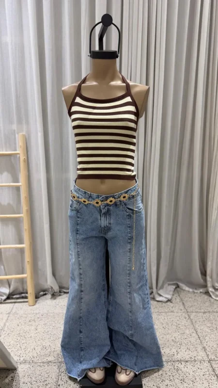 26/P1004 - JEAN WIDE LEG FLARE RECORTES - DENIM
