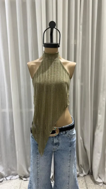 26/T305 - TOP CHOKER PICO S/ESPALDA - TEJIDO BUCAREST