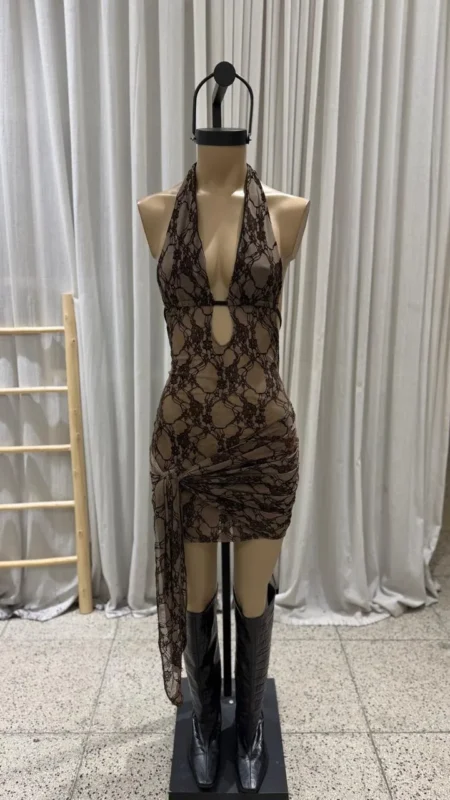 26/V106 - VESTIDO ESCOTE MARILYN PAREO - MICROTUL SUBLIMADO
