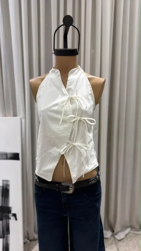 26/T170 – TOP S/M CUELLITO TIRA CRUZADA – POPLIN