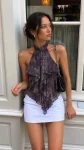 Top choker pico volados - microtul sublimado - FEI