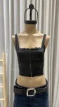 Top cuello cuadrado recorte corset con puntilla - microfibra - FEI